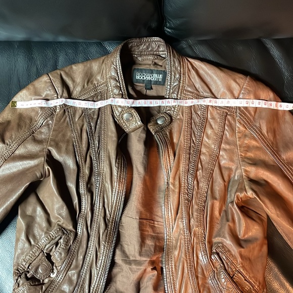 Brown cropped leather jacket, purchased in Italy in 2015 - Picture 4 of 6
